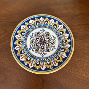 Deruta Italian Art Pottery Geometric Pattern Wall Hanging or Salad Plates 8"